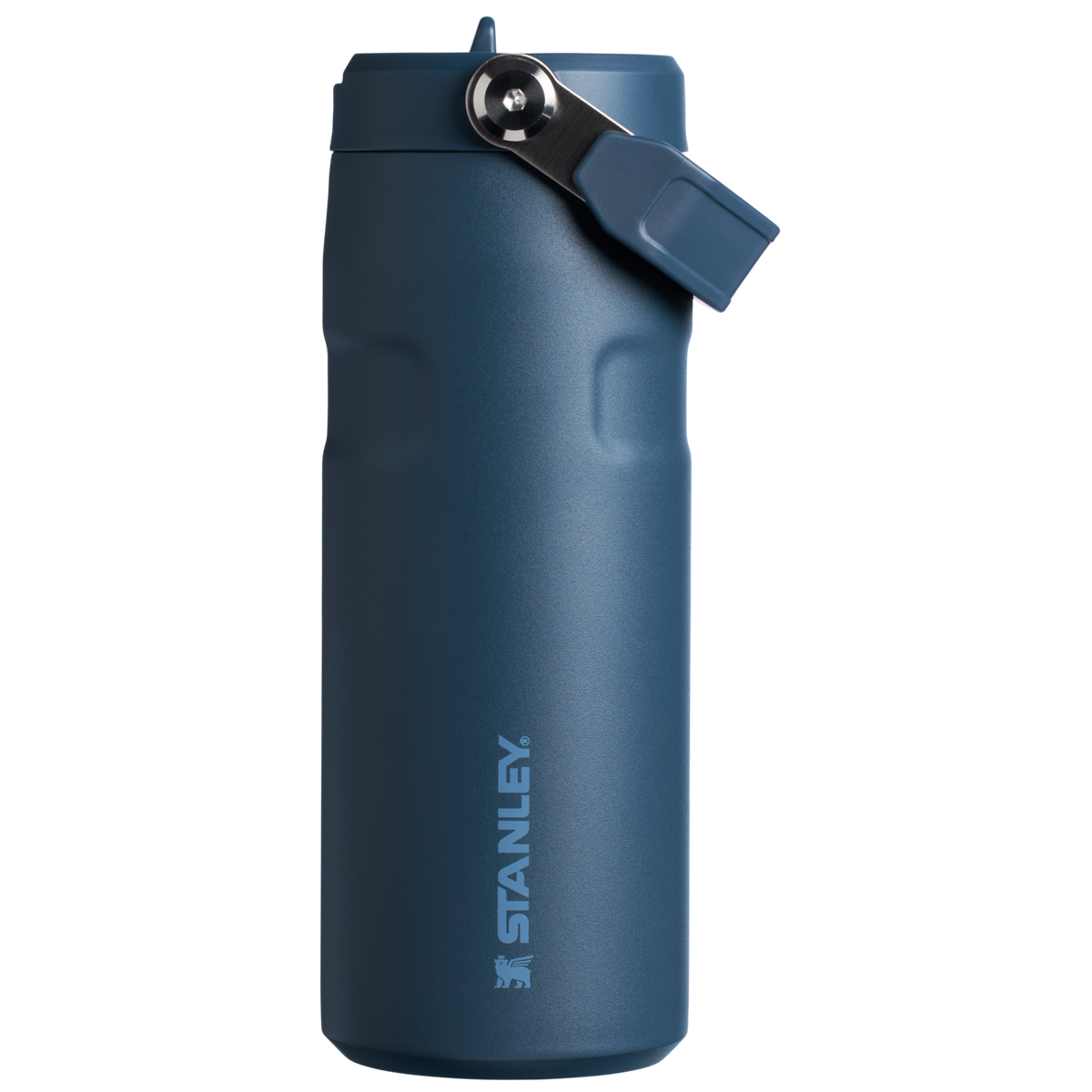 Stanley 16 OZ IceFlow Aerolight Water Bottle WIth Flip Straw And Hand In Navy Blue