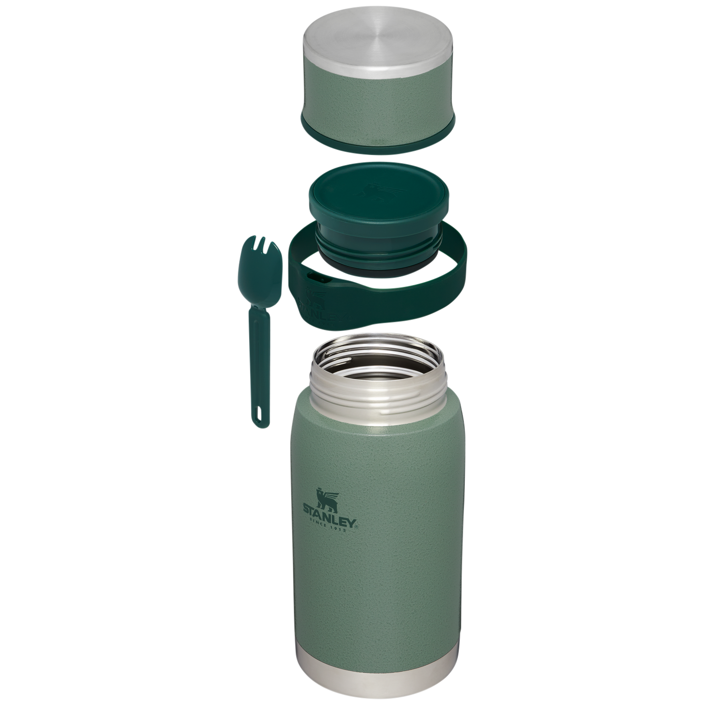 Stanley 36 oz To-Go Food Jar with Spork in Hammertone Green