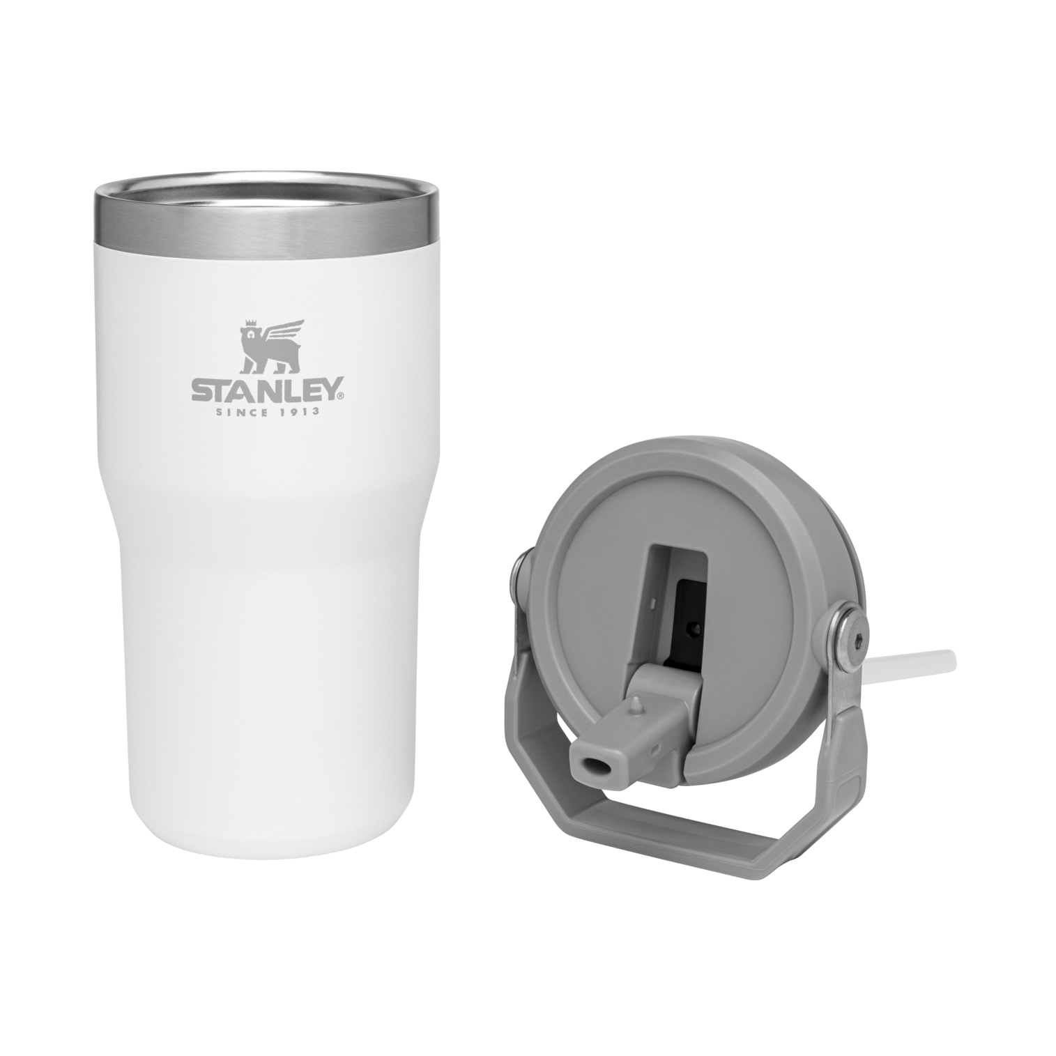 Stanley The IceFlow FlipStraw Tumbler Water Bottle 20 OZ In Polar White