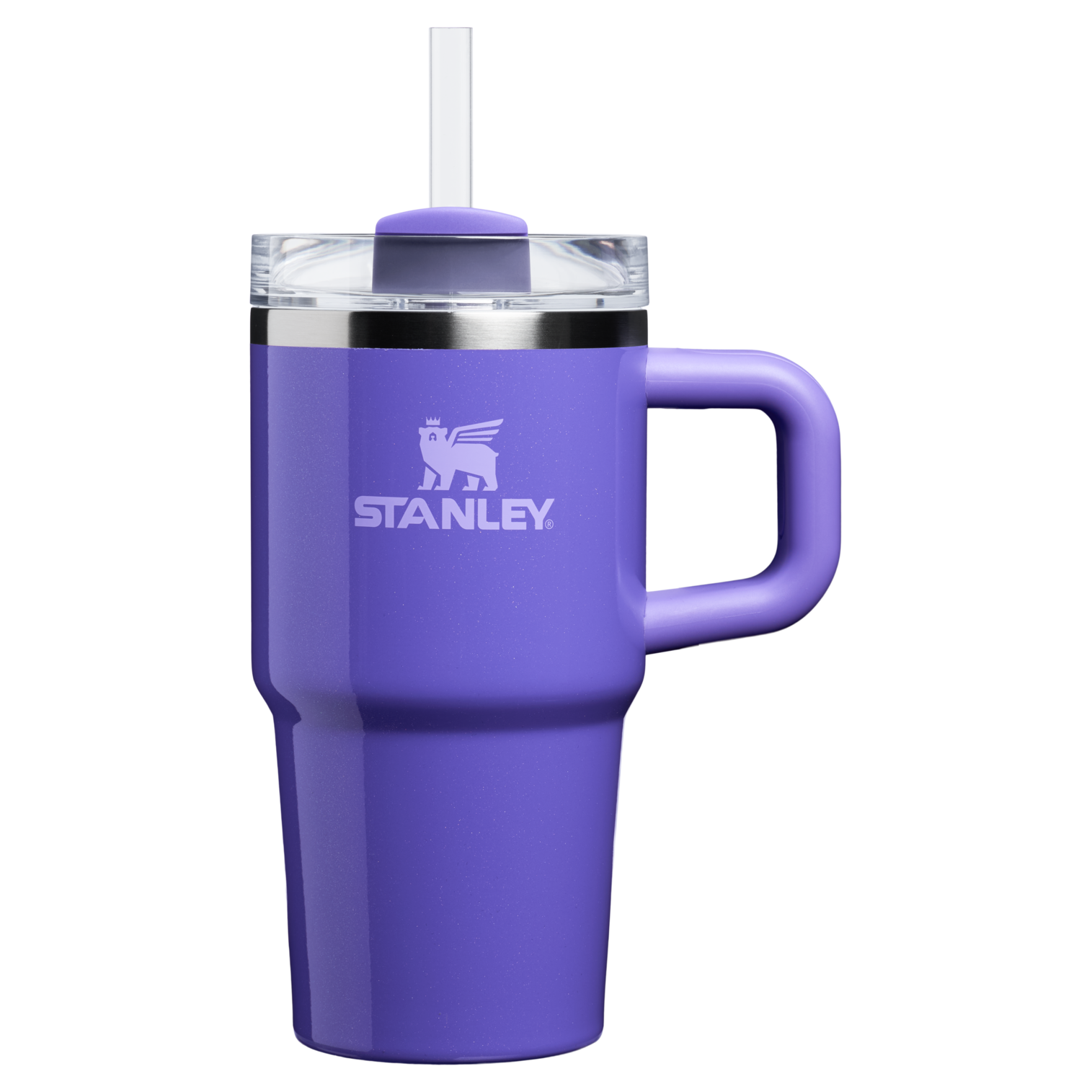 The Stanley Quencher H2.O FlowState Tumbler with Handle 20 OZ Cup in Punch Shimmer Purpple