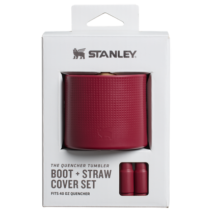 Stanley Quencher Tumbler Boot & Straw Cover In Cranberry Red