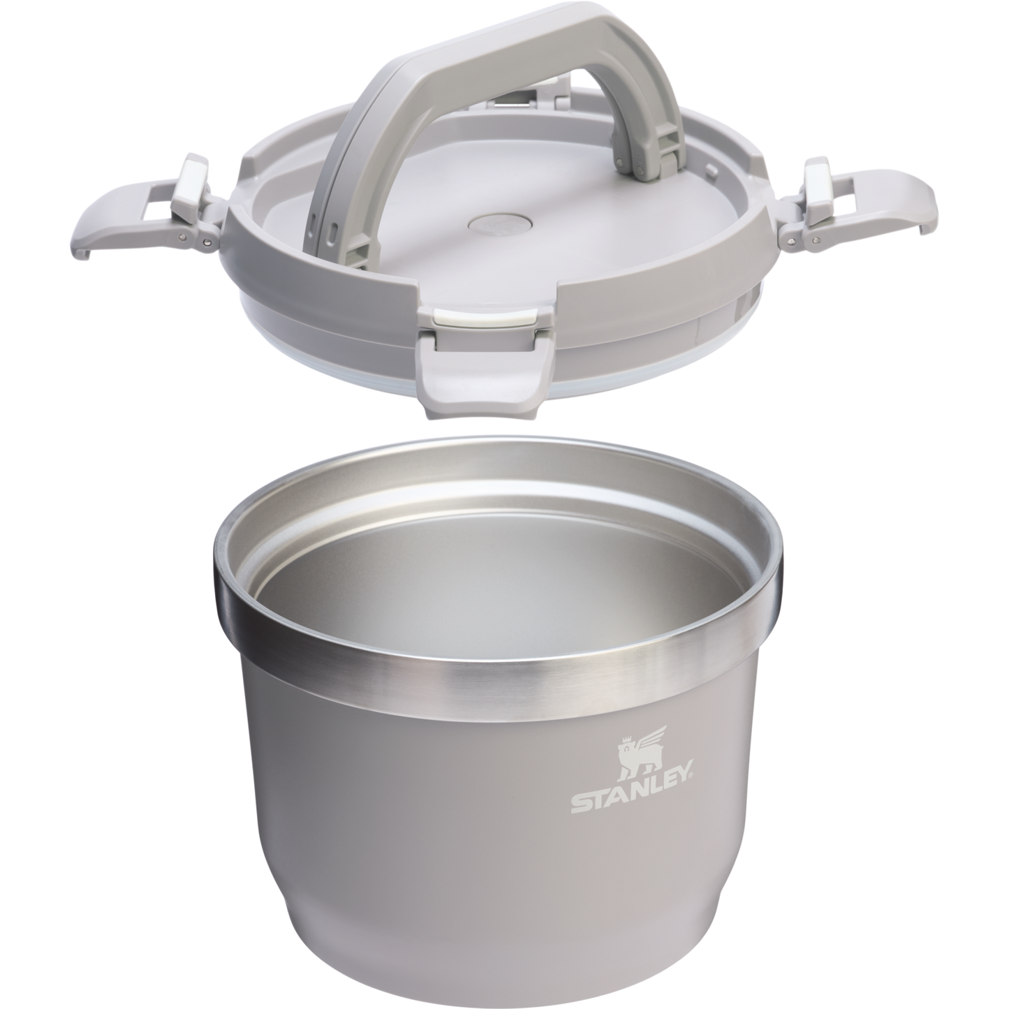 Stanley Fresh-To-Table 3 qt Leakproof Crock in Ash Grey with sealed lid and side latches