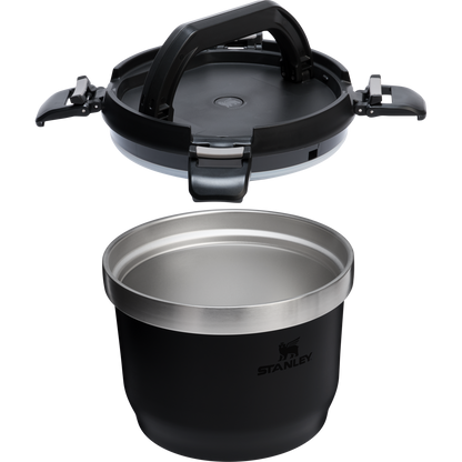 Stanley Fresh-To-Table 3 qt Leakproof Crock in Black with sealed lid and side latches