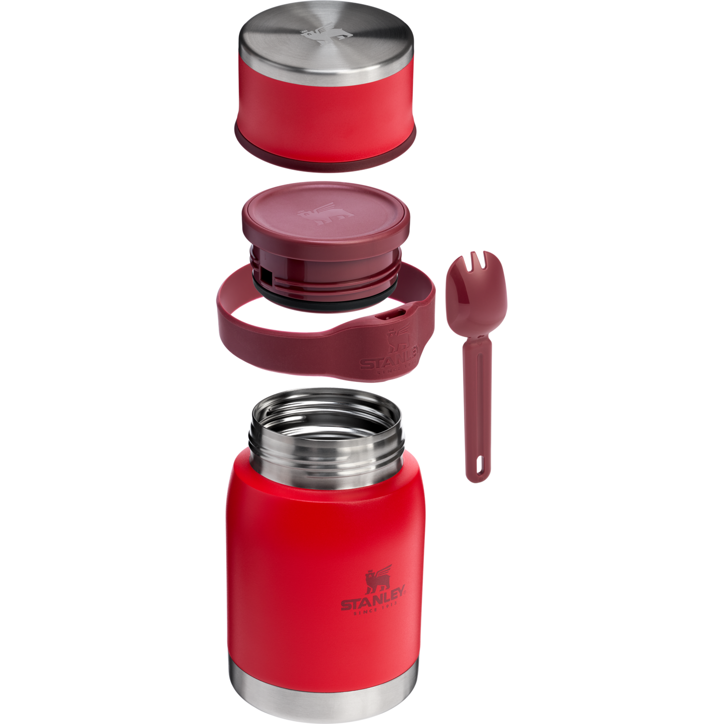 Stanley Adventure To-Go Insulated Food Jar With Spork 24 OZ In Chili Red