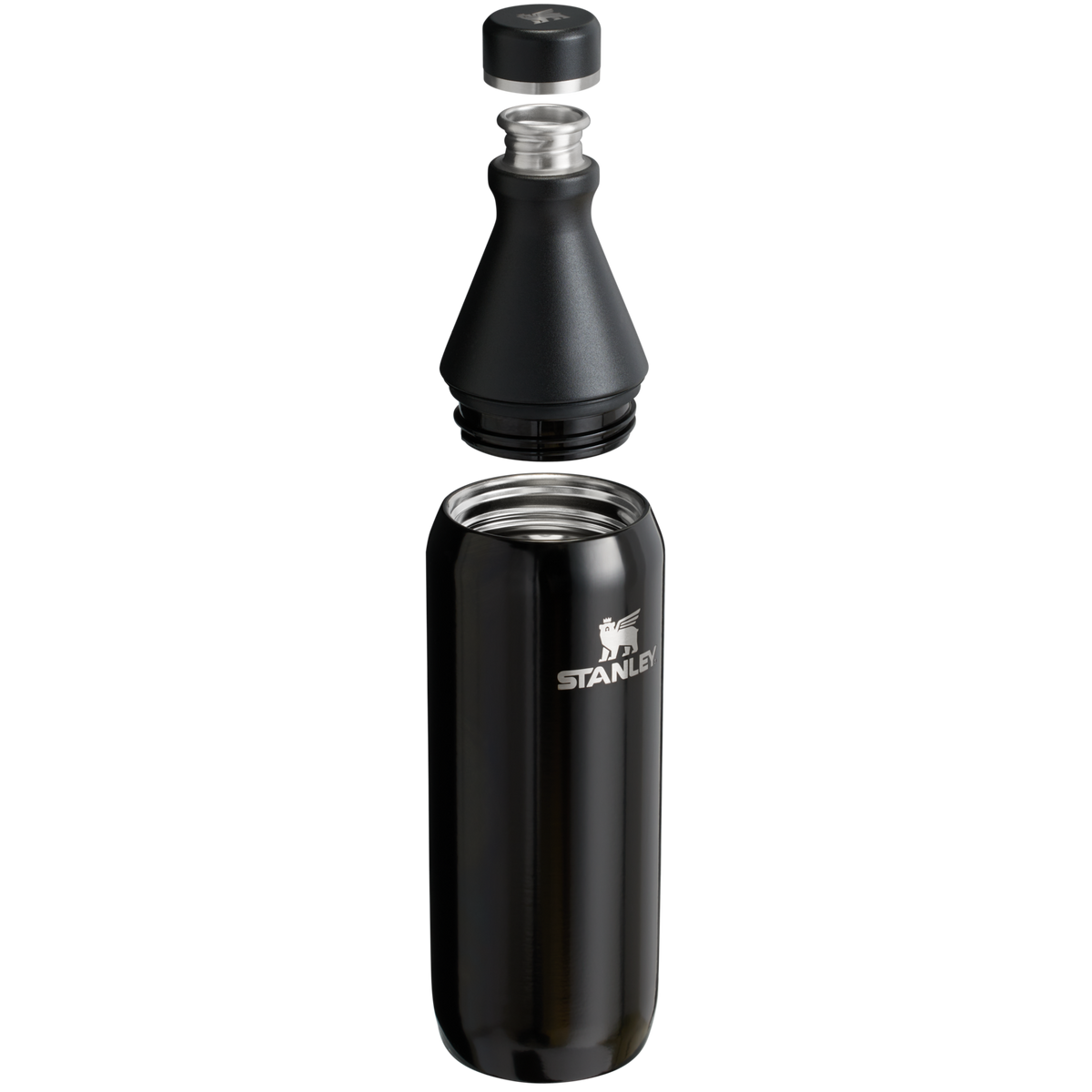 Stanley Leak Proof 20 OZ All Day Slim Bottle with removable collar in Black Gloss