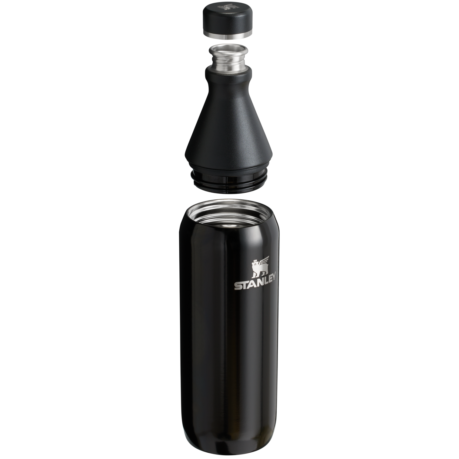 Stanley Leak Proof 20 OZ All Day Slim Bottle with removable collar in Black Gloss