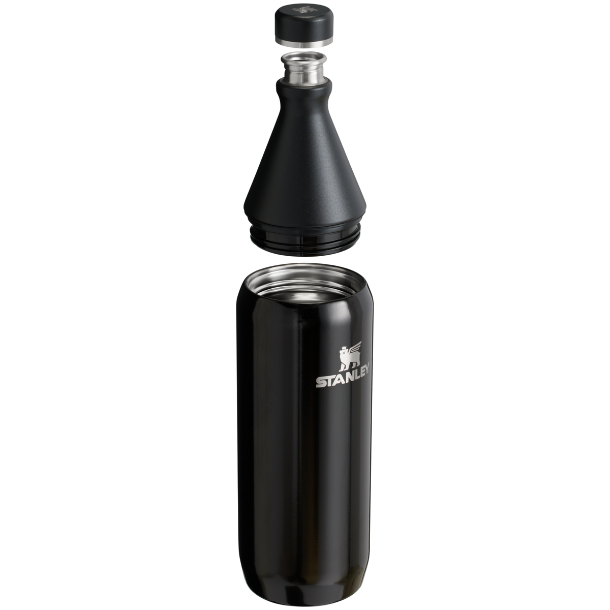 Stanley Leak Proof 34 OZ All Day Slim Bottle with removable collar in Black Gloss
