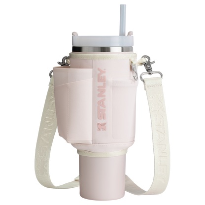 Stanley Carry-All 40 oz Quencher with Detachable Crossbody Straps in Rose Quartz pink