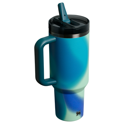 Stanley 40 OZ New Frequency ProTour Flip Straw Insulated Tumbler Cup In Coastal Teal Motion Blue