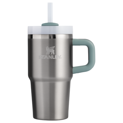 The Quencher H2.0 FlowState Tumbler 20oz with handle and straw In Stainless Steel Shale