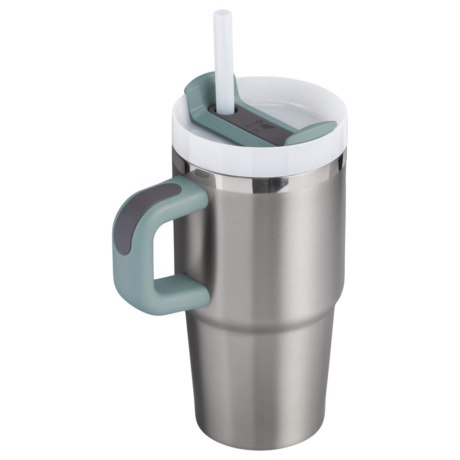 The Quencher H2.0 FlowState Tumbler 20oz with handle and straw In Stainless Steel Shale