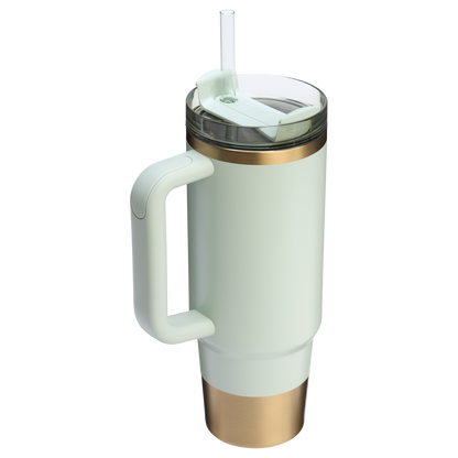 Stanley Quencher H2.O FlowState Tumbler Cup 30 OZ In Gilded Celadon Blue