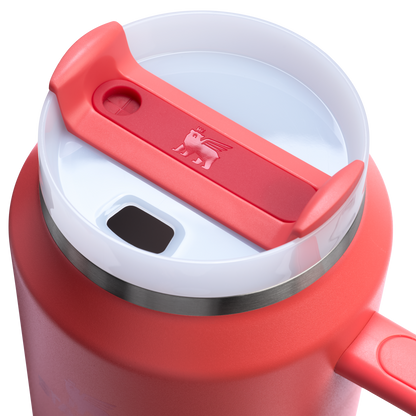 Stanley 64 oz Quencher H2.O FlowState Insulated Tumbler In Hot Coral Red
