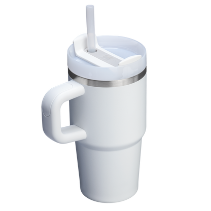 The Quencher H2.O 20 oz FlowState Tumbler with handle and straw in Frost White