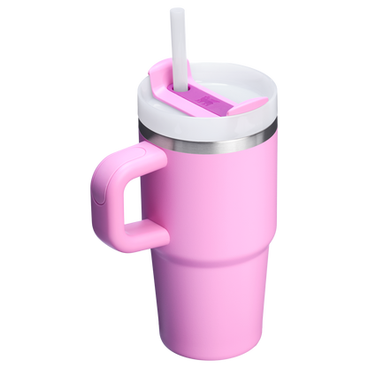 The Quencher H2.O 20 oz FlowState Tumbler with handle and straw in Peony Pink