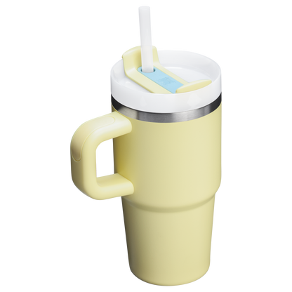 The Quencher H2.O 20 oz FlowState Tumbler with handle and straw in Pomelo Yellow