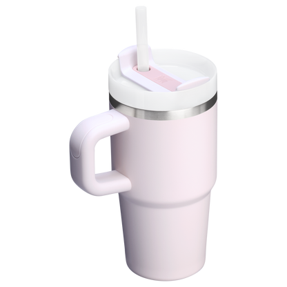 The Quencher H2.O 20 oz FlowState Tumbler with handle and straw in Rose Quartz Pink