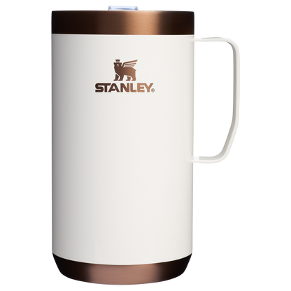 Stanley 24 OZ Stay-Hot Camp Stainless Steel Mug In Gilded Marshmallow White
