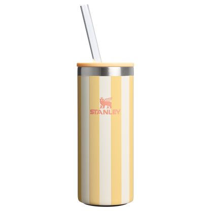 Stanley 10 OZ Everyday Slim Can Cooler Cup In Butter Yellow Stripe From The Oasis Collection