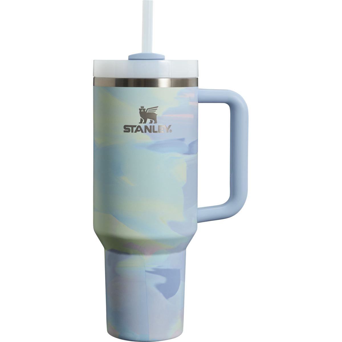 Stanley 40 OZ Quencher Tumbler With Straw and handle in Cool Serene Blue
