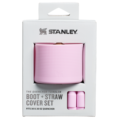 Stanley Quencher Tumbler Boot & Straw Cover For 30 To 20 OZ Cups In Cherry Blossom Pink